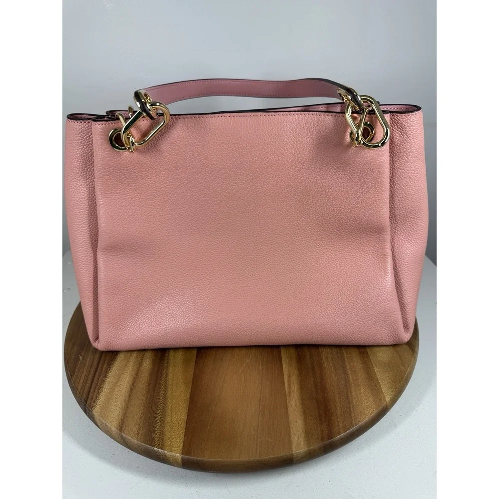 Authentic New Michael Kors Large Leather Trisha Shoulder Gusset Handbag Primrose